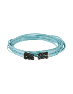 Jumper de Fibra Optica Multimodo 50/125 OM4, LC-LC Duplex, OFNR (Riser), Color Aqua, 1 Metro