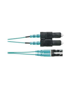 Jumper de Fibra Optica Multimodo 50/125 OM4, LC-SC Duplex, OFNR (Riser), Color Aqua, 1 Metro