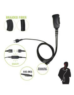 Micrófono con cable de fibra trenzada serie SNAP compatible con conector Multipin Motorola Serie GP(plus) y Serie EX.