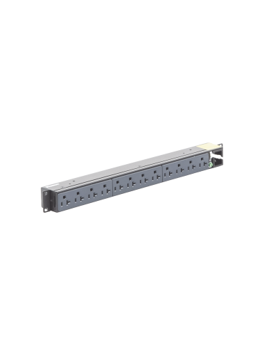 PDU Básico para Distribución de Energía, Enchufe de Entrada NEMA 5-15P, Con 12 Contactos NEMA 5-20R, Instalación Horizontal d