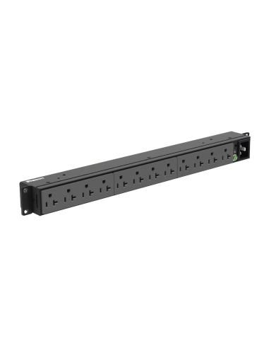 PDU Básico para Distribución de Energía, Enchufe de Entrada NEMA 5-20P, Con 12 Contactos NEMA 5-20R, Instalación Horizontal d