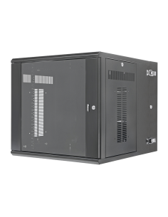 Gabinete PanZone de Montaje en Pared, de 19in, Puerta con Ventana de Seguridad, 12 UR, 762mm de Profundidad, Color Negro