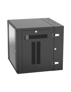 Gabinete PanZone de Montaje en Pared, de 19in, Puerta con Ventana de Seguridad, 12 UR, 635mm de Profundidad, Color Negro