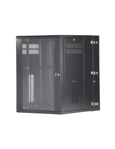 Gabinete PanZone de Montaje en Pared, de 19in, Puerta con Ventana de Seguridad, 18 UR, 762mm de Profundidad, Color Negro