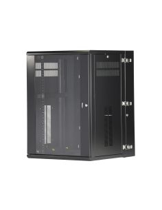 Gabinete PanZone de Montaje en Pared, de 19in, Puerta con Ventana de Seguridad, 18 UR, 635mm de Profundidad, Color Negro
