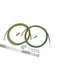 Kit de Puesta a Tierra con dos Jumpers 6 AWG y Barra de Conexiones de 20 Orificios, para Rack de 19in