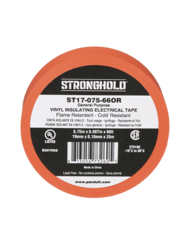 Cinta Eléctrica STRONGHOLD para Aislar, de PVC, Uso General Reparación y Mantenimiento, Grosor de 0.18mm (7 mil), Ancho de 19