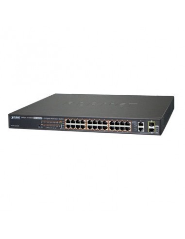 Switch administrable de 24 puertos 10/100TX PoE+ y 2 puertos combo TP/SFP Gigabit