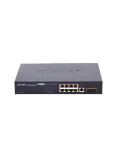 Switch Administrable Capa 2, 8 Puertos PoE 802.3af/at Gigabit, 140 W Max, 2 Puertos SFP, Modo Extendido Hasta 250 m, Soporta
