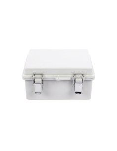 Gabinete de Plástico ABS, Uso en Intemperie IP66 (170 x 220 x 110 mm) Cierre por broche Inoxidable y Permite Cerrado con Cand