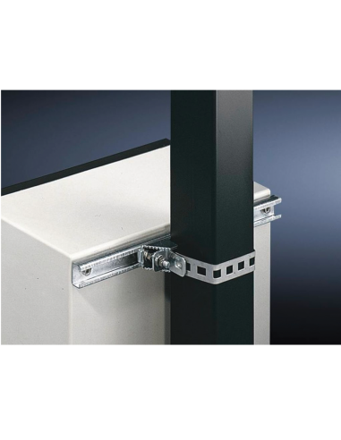 Juego de 2 Herrajes Metálicos para Fijación de Gabinetes Línea PST de 80 cm de ancho. Aplicable en Poste Cuadrado o Circular.