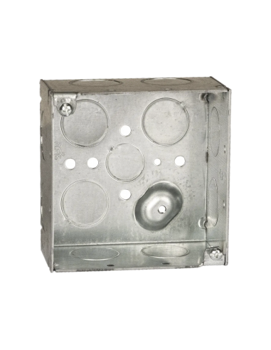 Caja Cuadrada Galvanizada de 4 x 4" / Profundidad 2 1/8 / 11 Entradas de 3/4" y 1 de 1/2".