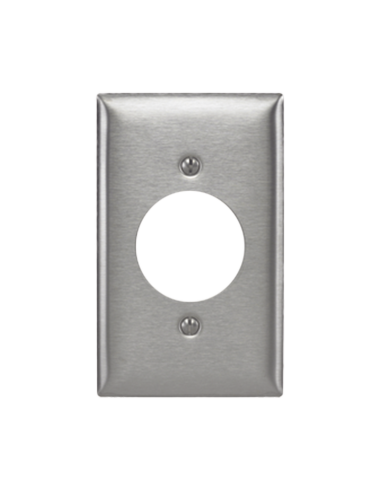 Placa para Receptaculo Sencillo 20 y 30 A de Media Vuelta/ 1.6" (40 mm) / Acero Inoxidable.