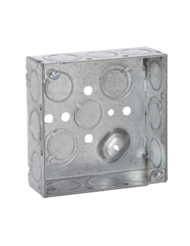 Caja Cuadrada 4 x 4"/Profundidad 1- 1/2"/ 10 Entradas de 1/2" y 6 TKO (1/2"-3/4").