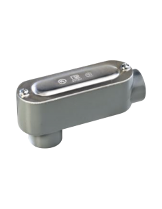 Caja oval roscada tipo LB de 1 1/2" (38.1mm) incluye tapa y tornillos.