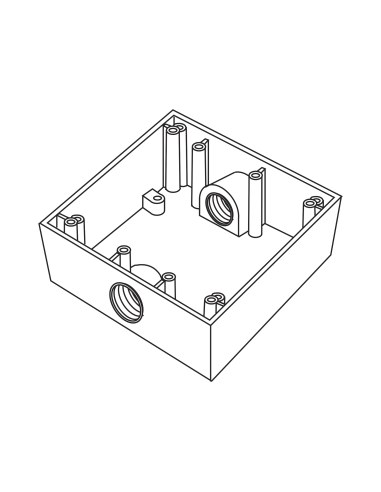 Caja Cuadra de 3/4" a Prueba de Intemperie/ Cuenta con 2 salidas.