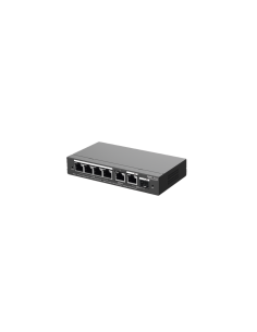 Switch Administrable con 4 puertos Gigabit PoE, 2 Uplink Gigabit y 1 Uplink Gigabit para Fibra SFP en combo, gestión gratuita
