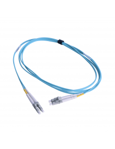 Jumper de Fibra Óptica Multimodo 50/125 OM3 XGLO, LC-LC Duplex, OFNR, Color Aqua, 1 Metro