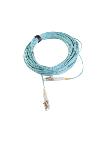 Jumper de Fibra Óptica Multimodo 50/125 XGLO OM3, LC-LC Duplex, OFNR, Color Aqua, 10 Metros
