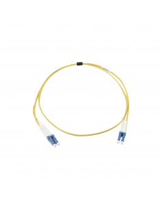 Jumper de Fibra Óptica Monomodo (OS2), XGLO, Riser, LC/UPC-LC/UPC Duplex, OFNR, Color Amarillo, 5 Metros