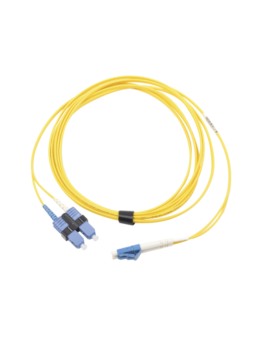 Jumper de Fibra Óptica Monomodo (OS2), XGLO, LC/UPC-SC/UPC Duplex, OFNR, Color Amarillo, 3 Metros