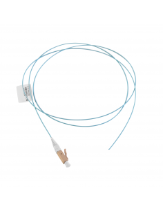 Pigtail de Fibra Óptica LC Simplex, Multimodo OM3 XGLO 50/125, OFNR, Color Aqua, 1 Metro