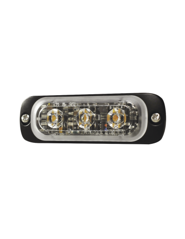Luz Auxiliar de 3 LED, Ambar, SAE, 12-24 Vcd, Lente transparente