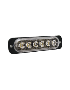 Luz Auxiliar de 6 LED, Ambar, Bisel Negro, Lente Transparente