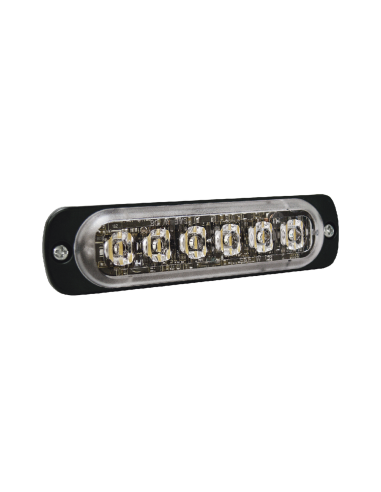 Luz Auxiliar de 6 LED, Ambar, Bisel Negro, Lente Transparente