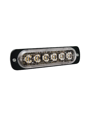 Luz Auxiliar de 6 LED, Azul, Bisel Negro, Lente Transparente