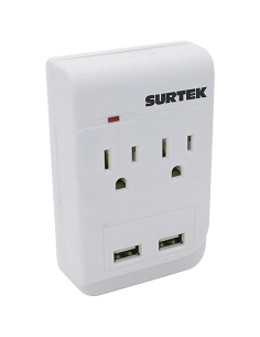 Multicontacto de ABS con 2 contactos aterrizados y 2 puertos USB.