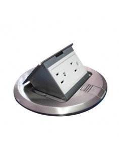 Mini caja de piso redonda acero inoxidable (2 contactos) (11000-12201)