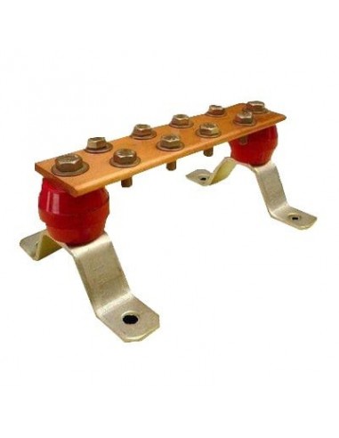 Barra para Unión de Cobre con Capacidad de 1000A, medidas 7-7/8 x 2 x 1/4 in., con Aisladores (Sin Gabinete)