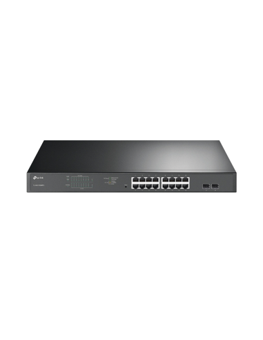 Switch JetStream de 16 puertos 10/100/1000Mbps y PoE af/at, 2 puertos SFP hasta 192W.
