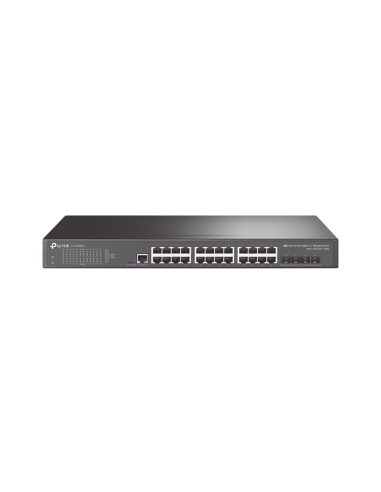 Switch Omada SDN Administrable / 24 puertos Gigabit y 4 puertos SFP+ / Funciones sFlow, QinQ y QoS / Administración centraliz