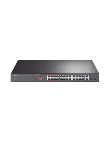 Switch No Administrable 24 Puertos PoE+ 10/100 Mbps / 2 Puertos 10/100/1000 Mbps + 2 Puertos SFP (combo) / Modo Prioridad de