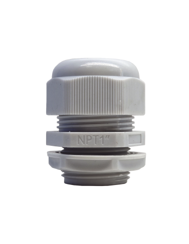 Conector Plástico Blanco Tipo Glándula para Rosca NPT 1"