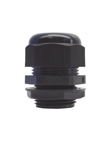 Conector Plástico Negro Tipo Glándula para Rosca NPT 1"