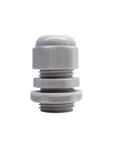 Conector Plástico Blanco Tipo Glándula para Rosca NPT 1/2"