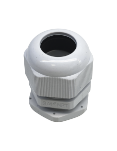 Conector Plástico Blanco Tipo Glándula para Rosca NPT 3/4"