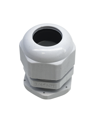 Conector Plástico Blanco Tipo Glándula para Rosca NPT 3/4"