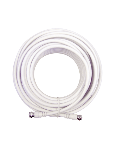 Jumper Coaxial con Cable Tipo RG-6 en Color Blanco de 15.24 Metros de Longitud y Conectores F Macho en Ambos Extremos. 75 Ohm