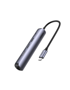 HUB USB-C (Docking Station) 5 en 1 | Ultra Delgado | 2 USB-A 3.1 a (5 Gbps) | HDMI 4K@60Hz | RJ45 (Gigabit Ethernet) | USB-C PD Carga Rápida 100W | Soporta OTG | Chips Inteligentes | Pequeño y Ligero | Caja de Aluminio.