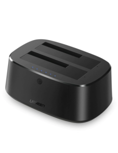 Base USB 3.0 para Disco Duro de Doble Bahía / Soporta Discos SATA  de 2.5' & 3.5´ / Soporta discos de 12TB / Compatible con UASP, SATA 3.0 / Con adaptador de corriente 12V3A / Cable USB 1M / Alta Velocidad