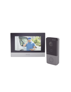 Kit de Videoportero IP Poe Estandar con llamada a App de Smartphone (HikConnect) / Apertura con tarjeta MIFARE / Frente de calle IP65 / Soporta 1 Departamento