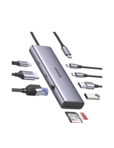 HUB USB-C (Docking Revodok) 9 en 1 | 2 USB-A 3.0 (5Gbps) | 2 USB-C (5Gbps) | USB-C PD Carga 100W | HDMI 4K@60Hz | RJ45 (Gigabit Ethernet) | Lector Tarjetas SD + Micro SD (TF) Simultáneo | Chip de Última Generación | Caja de Aluminio.