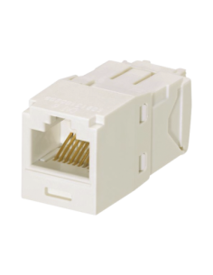 Conector Jack RJ45 Estilo TG, Mini-Com, Categoría 6A, de 8 posiciones y 8 cables, Color Blanco Mate