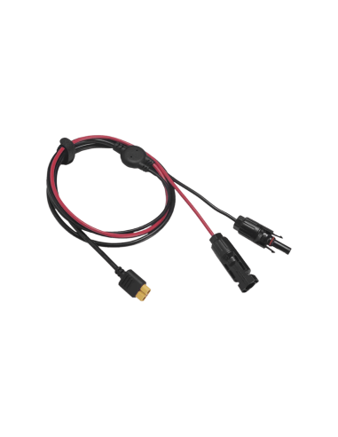 Cable 2.5 m, Negro, Calibre 12 AWG con Terminales MC4 Macho y Hebra para Terminal XT60