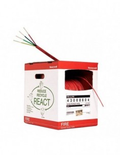 Bobina de 152 metros de alambre,18 AWG, 4 conductores, tipo FPL, de color rojo para aplicaciones en sistemas de detección de incendio y sistemas de evacuación.