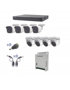 KIT TurboHD 1080p / DVR 8 Canales / 4 Cámaras Bala (exterior 2.8 mm) / 4 Cámaras Eyeball (exterior 2.8 mm) / Transceptores /